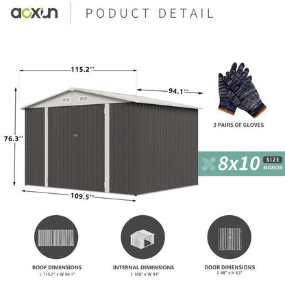10 ft. W x 8 ft. D Storage Shed