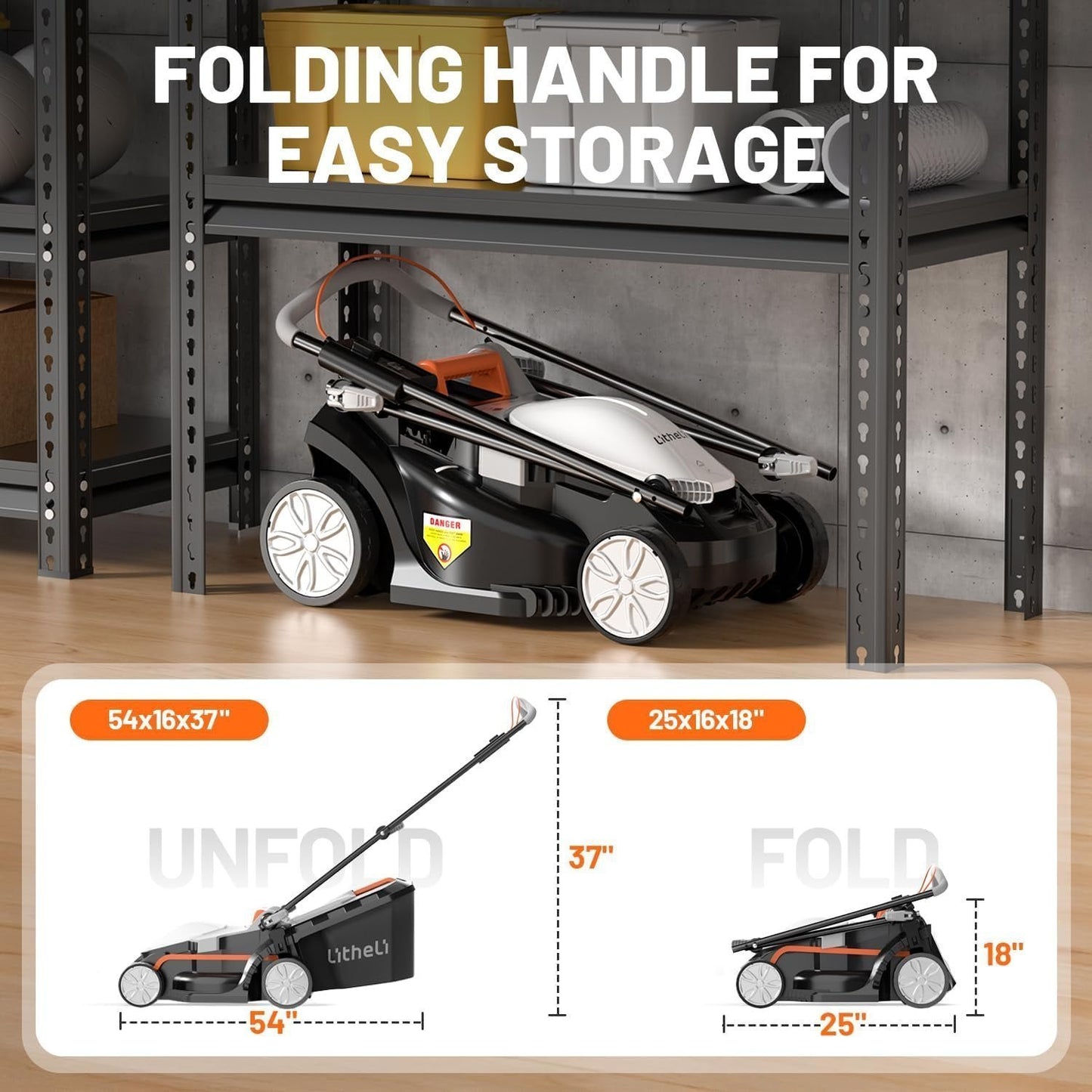 Litheli 13″ 20V Cordless Lawn Mower with 4.0Ah Battery
