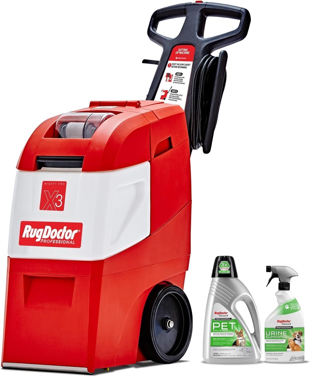 Rug Doctor X3 Commercial Carpet Cleaner Pet Pro Pack with Stain & Odor Removers