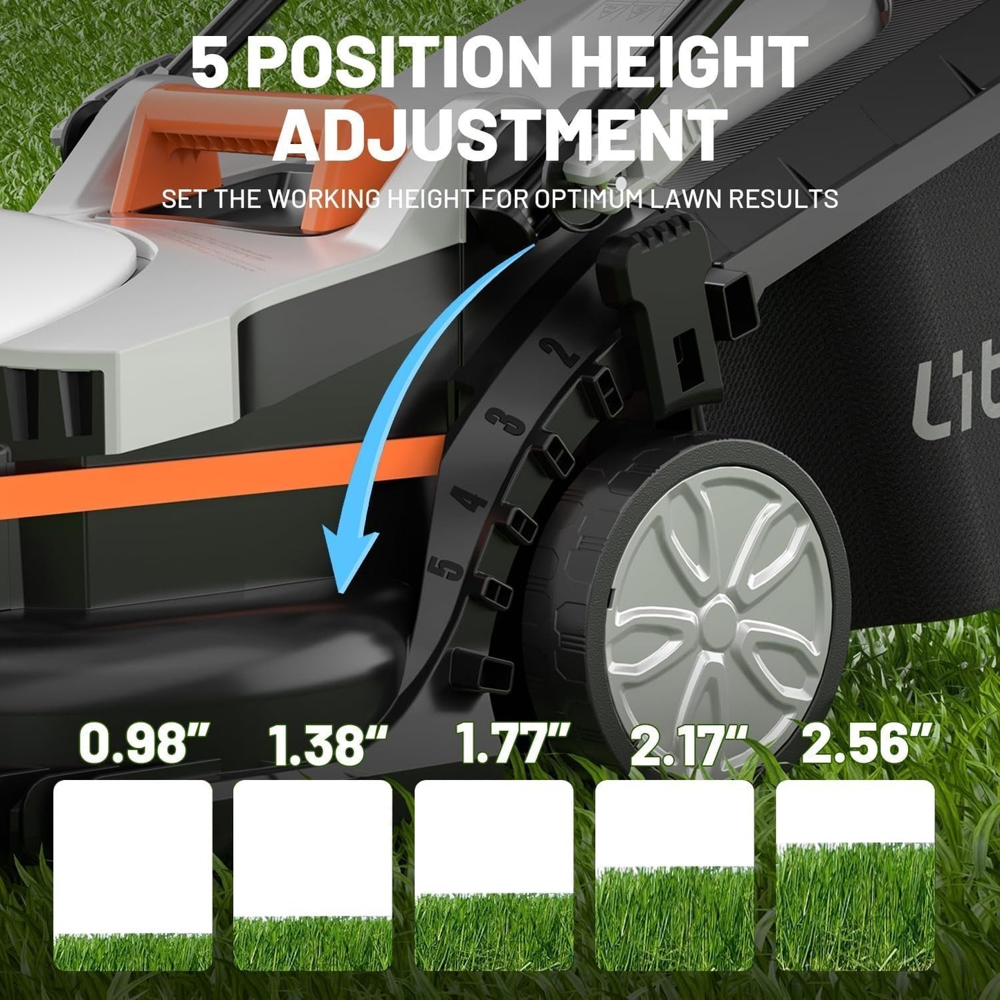 Litheli 13″ 20V Cordless Lawn Mower with 4.0Ah Battery