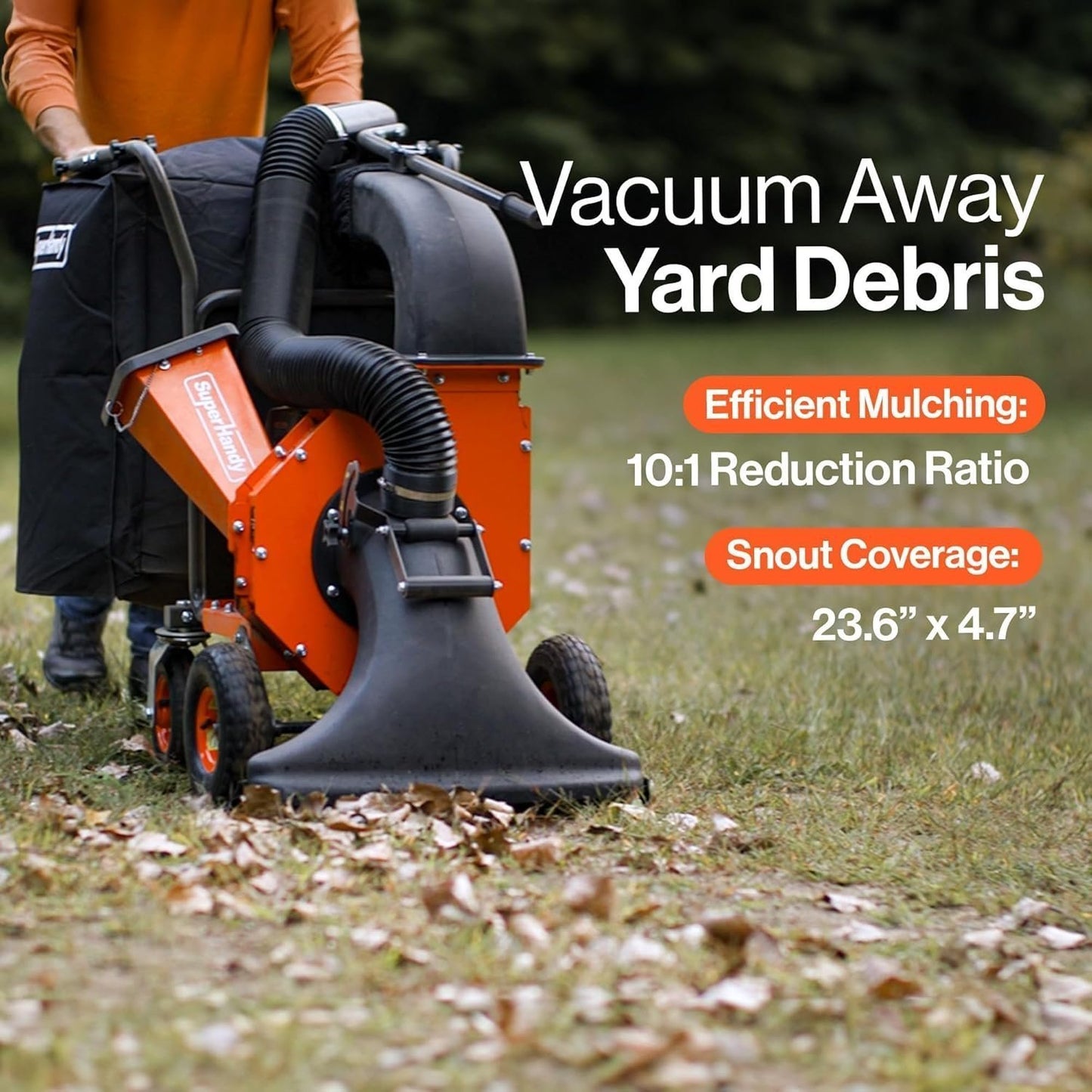 SuperHandy 7HP Gas Leaf Vacuum & Wood Chipper, 10:1 Mulch, 6-Bushel Bag