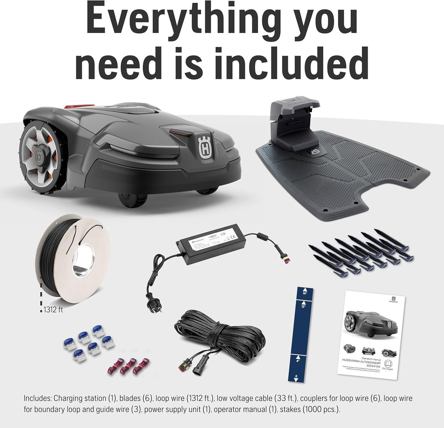 Husqvarna Automower 415X Robotic Lawn Mower with GPS, Self-Installation, 0.4 Acre