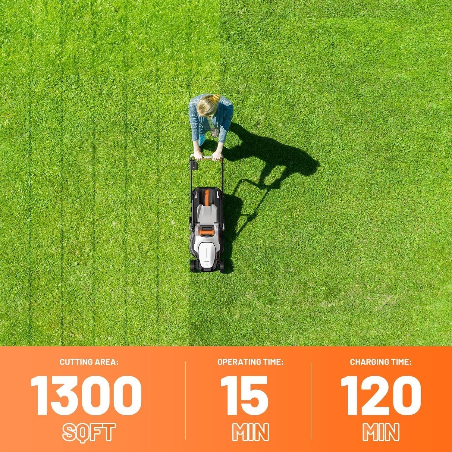 Litheli 13″ 20V Cordless Lawn Mower with 4.0Ah Battery