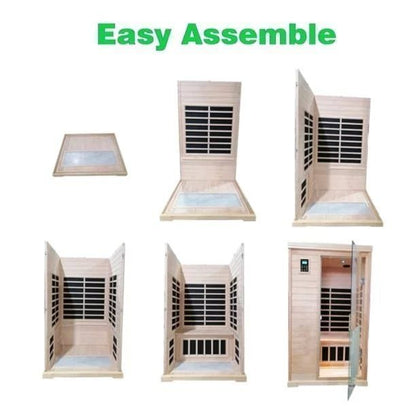 KUNSANA Far infrared sauna room,One person size, Hemlock Wooden Far Infrared Sauna for Home