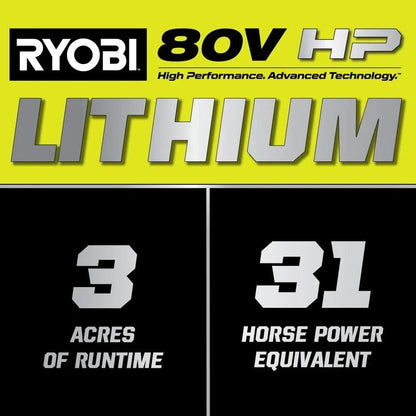 RYOBI 80V HP Brushless 42 in. Battery Electric Cordless Zero Turn Riding Mower Batteries and Charger 80V Batteries 40V